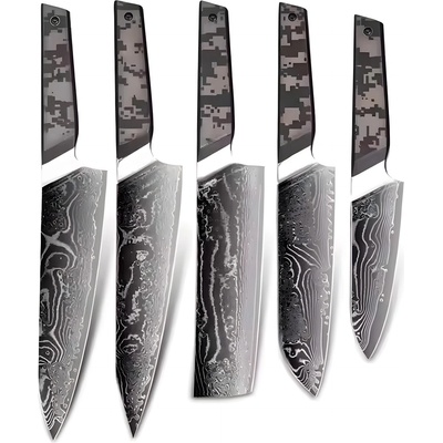 HARAHU Комплект кухненски ножове дамаск ta-37579 - черен / сив kp37579 (ta-37579)