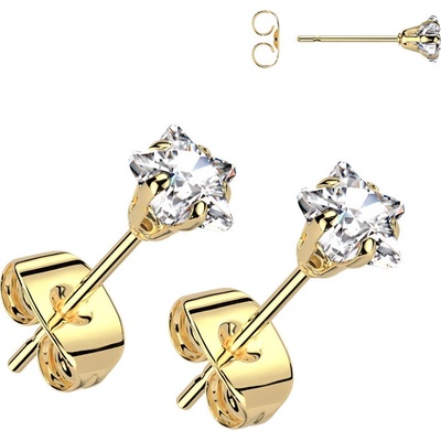 Steel Edge náušnice z chirurgickej ocele kôstky SEST384678GDCZ-Hviezdy