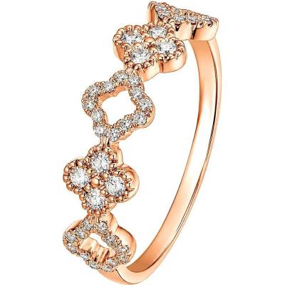 Zlaton Prsten růžové zlato květ osazený diamanty s diamanty 000352411233