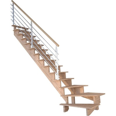 StarWood Schody Lindos Pro dubové levé 100cm otevřené design. nerez. zábradlí