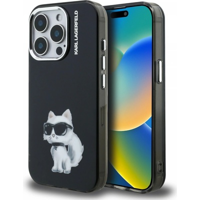 Karl Lagerfeld IML Aquarelle Choupette zadný kryt pre iPhone 15 Pro Black