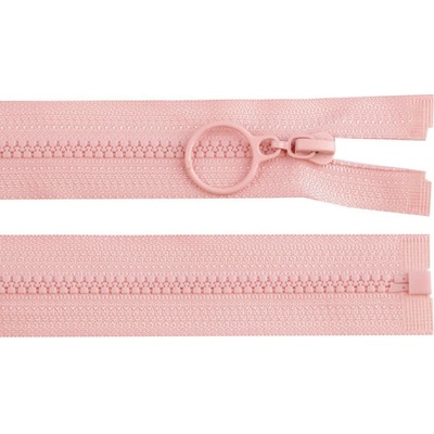 Kostěný zip No 3 délka 30 cm s kroužkem, malé, 136 pudrová