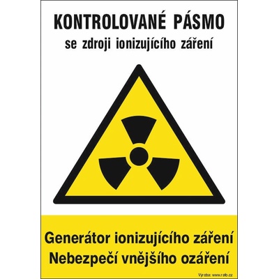 RAFO Samolepka Kontrolované pásmo-Generátor ionizujícího záření Velikosti: A5 (15 x 21 cm)