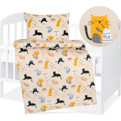 Bellatex Dětské povlečení bavlna Agáta 90 x 135 cm 45 x 60 cm béžová černá šedá žlutá