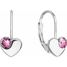 Evolution Group strieborné srdiečkové náušnice s kryštálmi Swarovski 31299.3 Rose