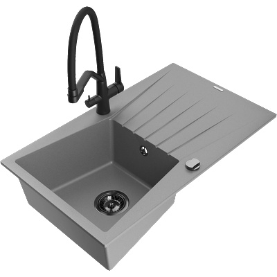 Mexen Cesar гранитна мивка с 1 отделение и изцеждач, сив - 6514-71-671701-70-B (6514-71-671701-70-B)