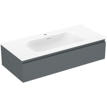 Mexen Rivel шкаф за баня 100 см с мивка Vela, 1 чекмедже, набраздена, графит мат/бял мат - 91A20-10023-1-BF66-W23M01 (91A20-10023-1-BF66-W23M01)