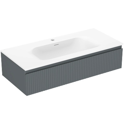 Mexen Rivel шкаф за баня 100 см с мивка Vela, 1 чекмедже, набраздена, графит мат/бял мат - 91A20-10023-1-BF66-W23M01 (91A20-10023-1-BF66-W23M01)