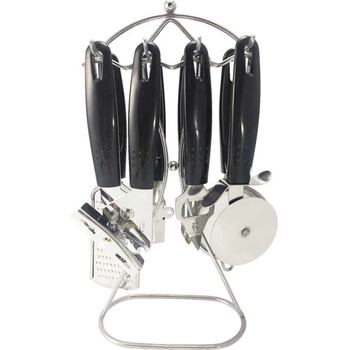 Elekom Комплект кухненски прибори ЕК-6670 - 8 части от неръждаема стомана, кафява и черна дръжка (ek-6670)