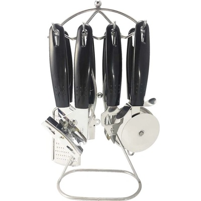 Elekom Комплект кухненски прибори ЕК-6670 - 8 части от неръждаема стомана, кафява и черна дръжка (ek-6670)