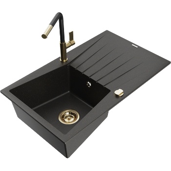 Mexen Cesar гранитна кухненска мивка с 1 гнездо с отцедник и кухненски (6514-75-670401-57-G)