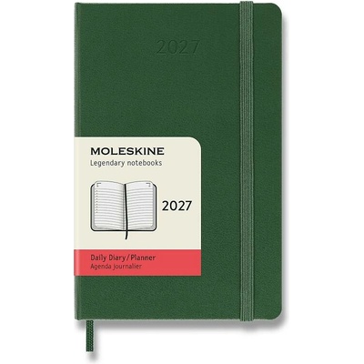 Moleskine A6 denní 2027 tmavě zelený