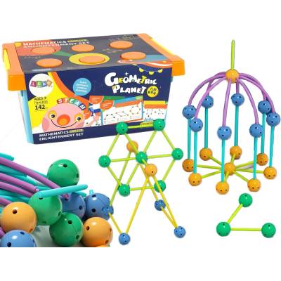 LEAN Toys Sada 3D konstruktivních geometrických prvků 142 ks
