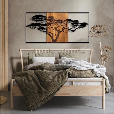 Asir | Nástenná dekorácia 147x70 cm strom drevo/kov | AS1689
