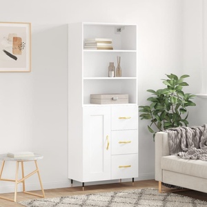 vidaXL Висок шкаф, бял, 69, 5x34x180 см, инженерно дърво (3189997)