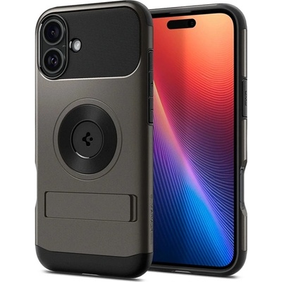 Spigen iPhone 16 SPIGEN SLIM ARMOR MAG силиконов протектор за телефон, пластмасов заден капак, MagSafe, ЗЕЛЕН ACS08226 (ACS08226)
