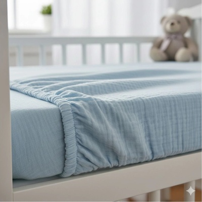 Prem Mušelínové prestieradlo Modrá 60x120