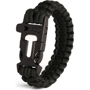 Waragod Bazin paracord s píšťalkou a kresadlom čierna