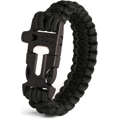 Waragod Bazin paracord s píšťalkou a kresadlom čierna