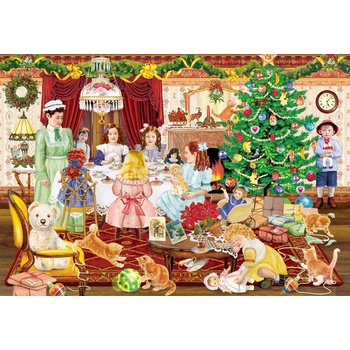 Grafika - Puzzle Girl's Christmas Tea Party - 1 000 piese