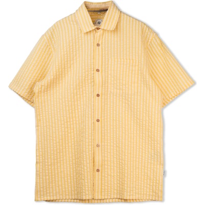 LAKOR Мъжка риза с копчета LAKOR Seer Sucker Short Sleeve Shirt - Cream Gold (033-3078-0212)