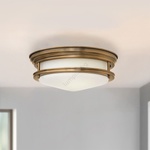 Elstead Lighting Quintiesse QN-HADRIAN-FS-BR-OPAL Външно таванно осветително тяло HADRIAN, 2xE27/40W/230V, IP44, бронзово (ED1043)