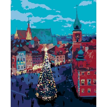 ZUTY Malování podle čísel VÁNOČNÍ STROMEK PŘED ZÁMKEM VE VARŠAVĚ 40 x 50 cm