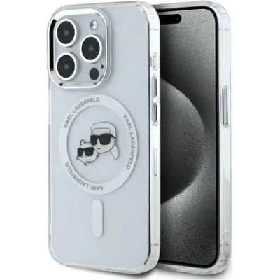 KARL LAGERFELD IML Metal Karl&Choupette Head MagSafe Case за iPhone 15 Pro Max - бял (3666339284350)
