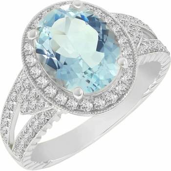 Eppi Zlatý prsteň s akvamarínom a diamantmi Devnet R32040