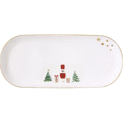 Easy Life Vánoční porcelánový podnos na cukroví Let it Snow 34x15 cm