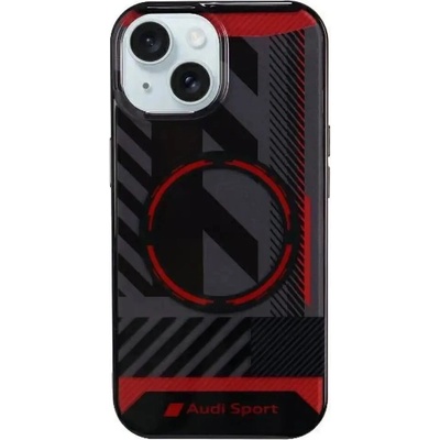 Audi IML Sport MagSafe Case iPhone 15 / 14 / 13 6.1" черен/черен твърд калъф AU-IMLMIP15-RSQ/D2-BK (6955250227490)
