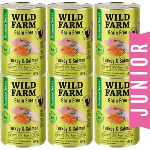 WILD FARM Premium Grain Free Turkey and Salmon Junior 6x400g - беззърнена храна за котенца