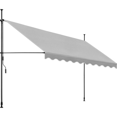 Tectake Upínací markýza s ruční klikou, výškově nastavitelná 400 x 180 cm, světle šedá – Zboží Mobilmania