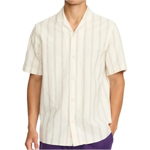 Revolution Мъжка риза с копчета Revolution Cuban Shirt Striped S/S Shirt - Darkorange (033-3267-0511)