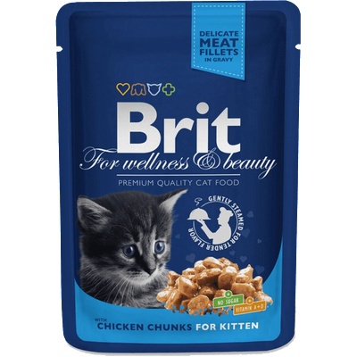 Brit Premium Cat Pouches Chicken Chunks for Kitten- Пауч за котка 100гр