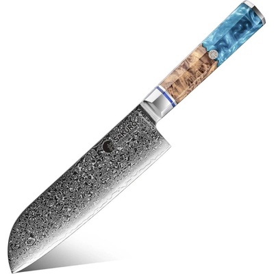 Santoku nůž z damaškové oceli SaKuRo Blue 17,8 cm