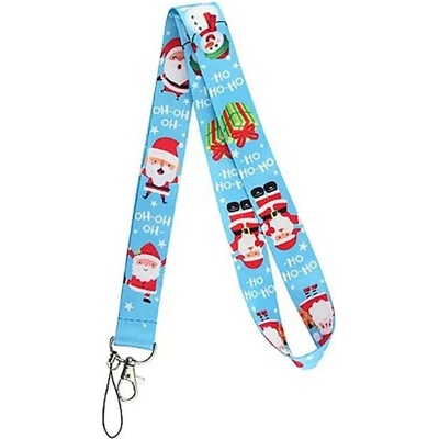 Šňůrka na krk Lanyard vánoční modrá