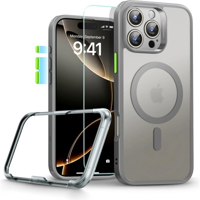 ESR Удароустойчив кейс с MagSafe и протектор за iPhone 16 Pro Max от ESR Classic Pro Set Halolock - Frosted Grey (4894240230091)