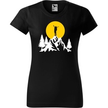 Handel Dámske tričko Turistka na vrchole hory čierna