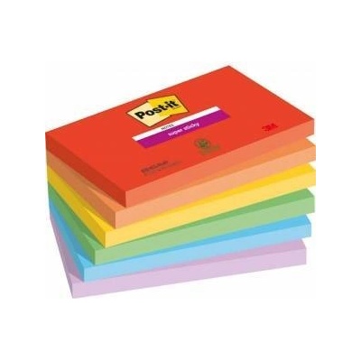 3M Sticky Notes Post-it® Super Sticky, PLAYFUL, 76x127mm, 6x90 cards
