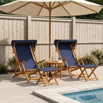 vidaXL Шезлонг 4 pcs 3 позиция Плътно евкалиптово дърво Синьо (3407797)