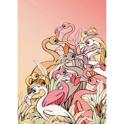 Komar Vliesová fototapeta Flamingos and Lillys rozměry 200 x 280 cm