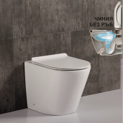 Inter Ceramic СТОЯЩА Т. ЧИНИЯ icc 5437 rimless И СЕДАЛКА slim ЗАБ. ПАДАНЕ ЗА ВГР. КАЗАНЧЕ ОВАЛ (icc 5437)