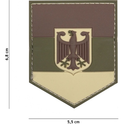 Gumová nášivka 101 Inc znak German Shield - multicam