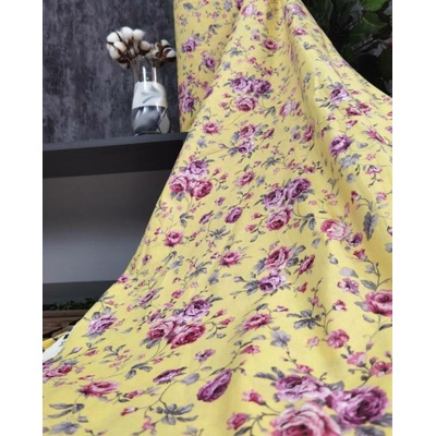 Ervi Bavlněná látka/plátno š.240cm - růžičky na žlutém č.25935-17, metráž