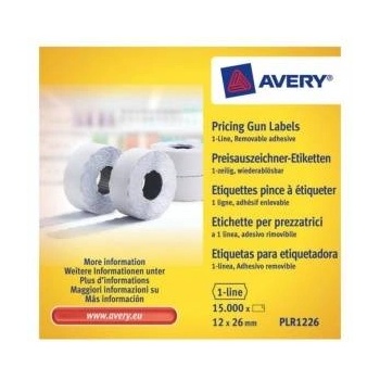 Avery Zweckform Avery Price labels in roll for single end tag; removable; 1500 ethic. /roll; 10 rolls/pack; 12 x 26 mm, white