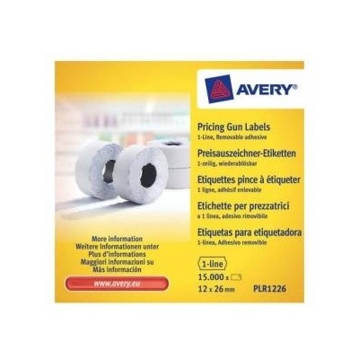 Avery Zweckform Avery Price labels in roll for single end tag; removable; 1500 ethic. /roll; 10 rolls/pack; 12 x 26 mm, white