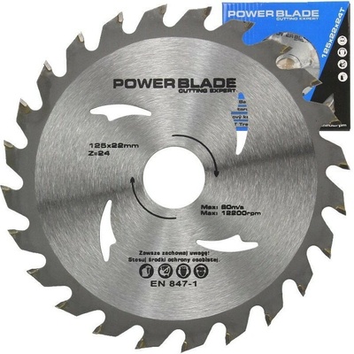 Kotouč pilový s SK plátky (vidiový), 125x24Tx22,2mm POWER BLADE MAR-POL M09050