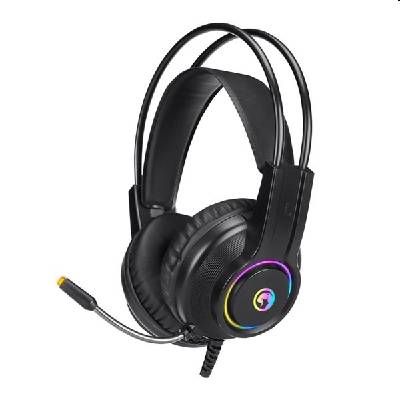Marvo HG8935, slúchadlá s mikrofónom, ovládanie hlasitosti, čierna, podsvietená, USB HG8935
