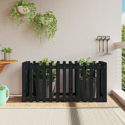zahrada-XL Vyvýšený záhon plotový design černý 150x50x70 cm masiv borovice